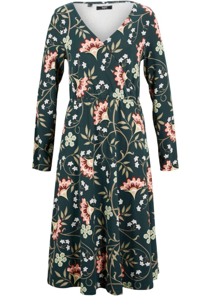 Baumwoll-Midi-Jerseykleid in Wickeloptik