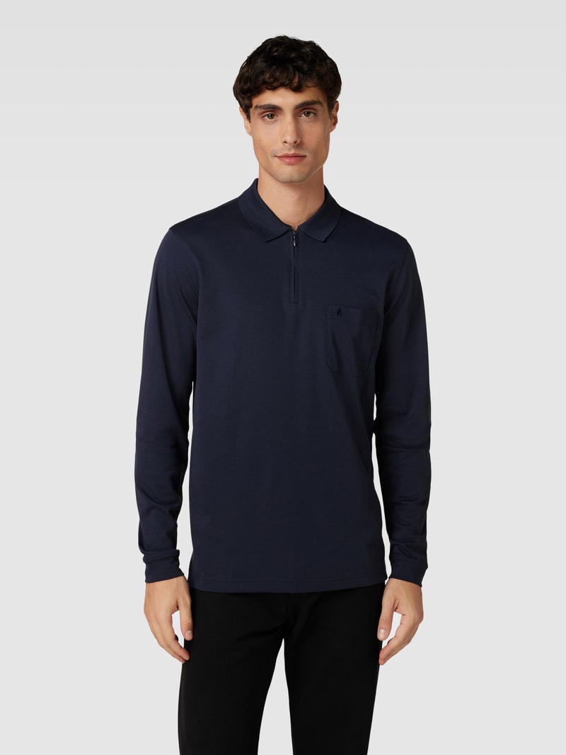 Poloshirt mit kurzer Reißverschlussleiste in marineblau