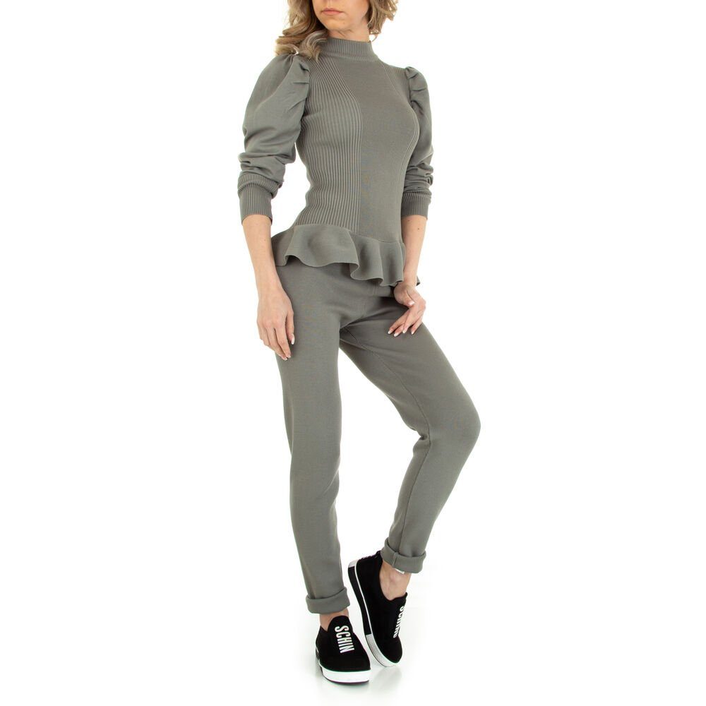 Ital-Design Freizeitanzug Damen Freizeit, Stretch Zweiteiler in Khaki
