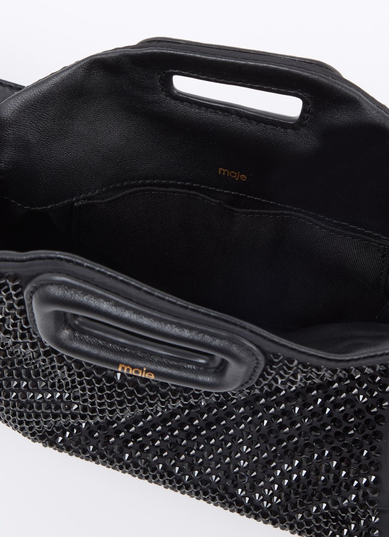 Maje shoulder bag with sheepskin details and rhinestones