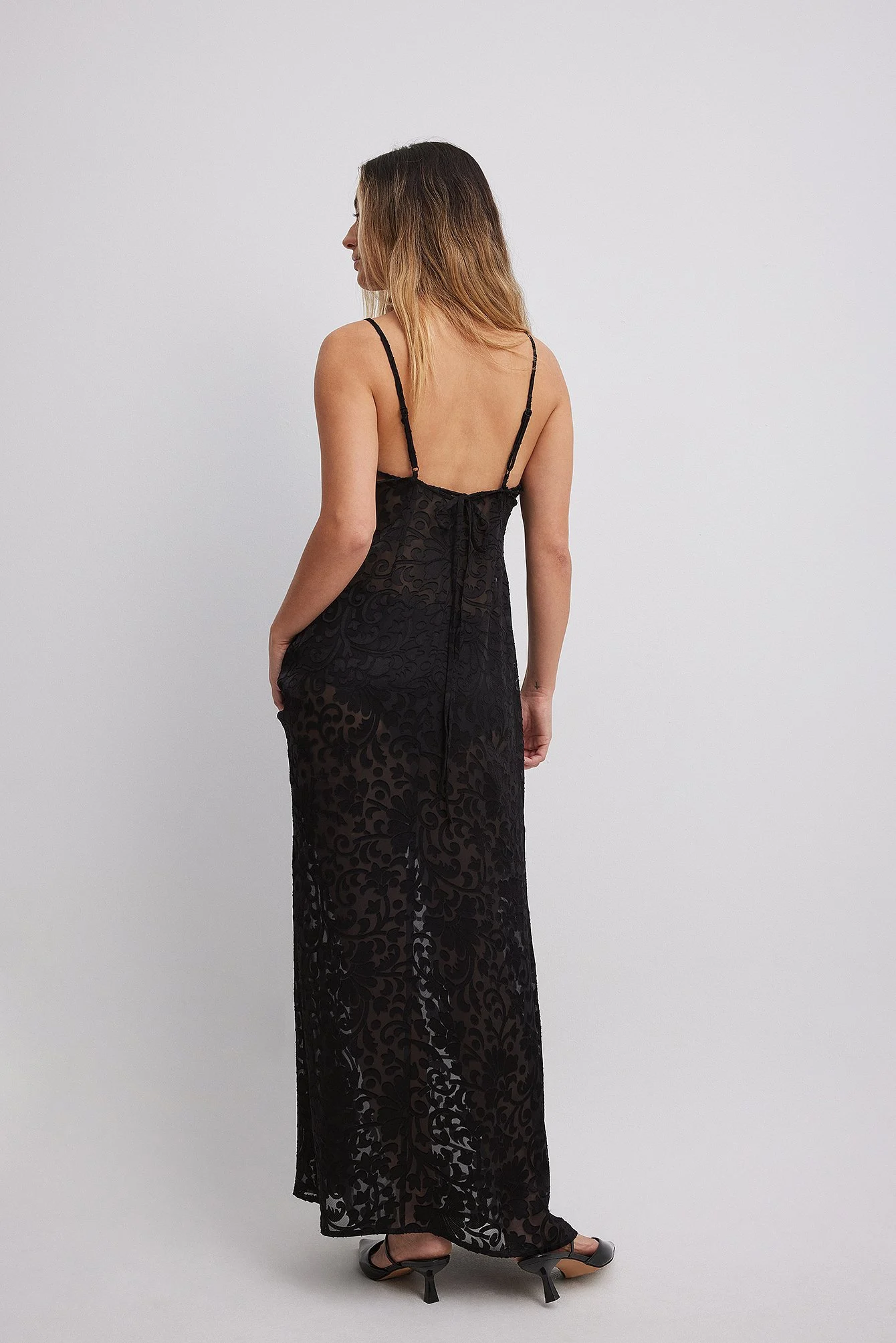 Maxi-Slipkleid aus Samt mit Burn-out