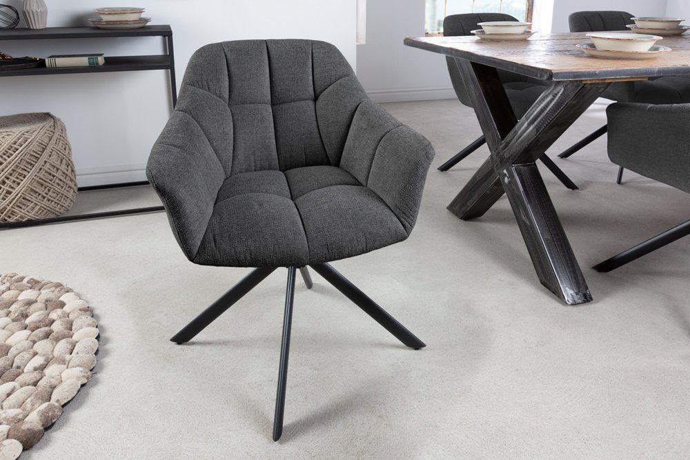 riess-ambiente Polsterstuhl PAPILLON anthrazit / schwarz (Einzelartikel, 1 St), Esszimmer · Stoff · Metall · Armlehne · drehbar · Modern Design
