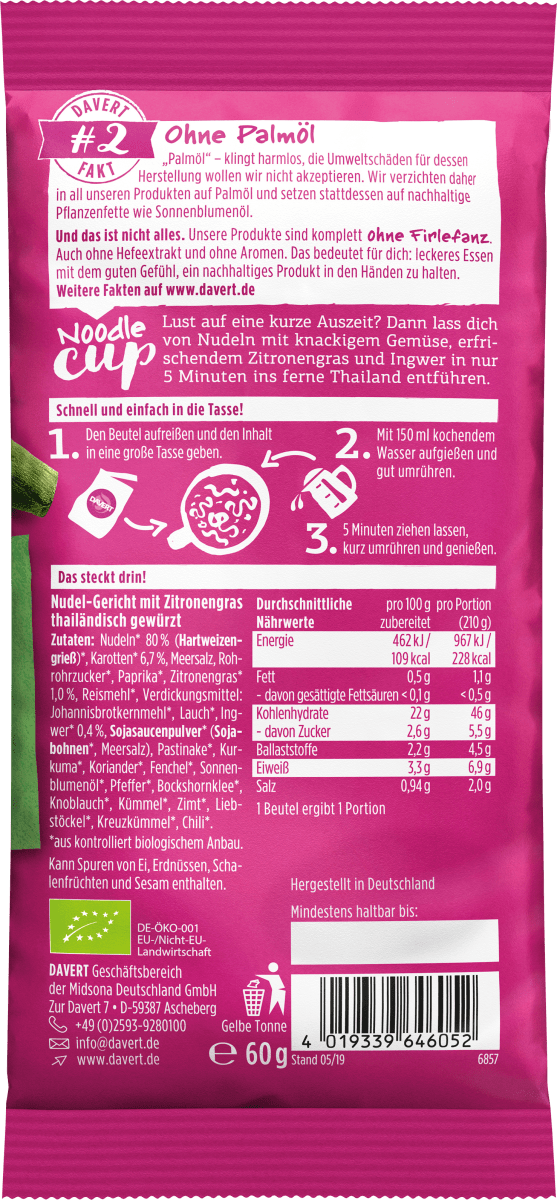 Fertiggericht, Noodle Cup Thailändisch, No.12, 60 g