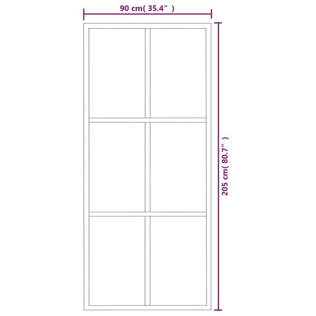 vidaXL Schiebetür Schiebetür ESG-Glas und Aluminium 90x205 cm Schwarz (1-St)