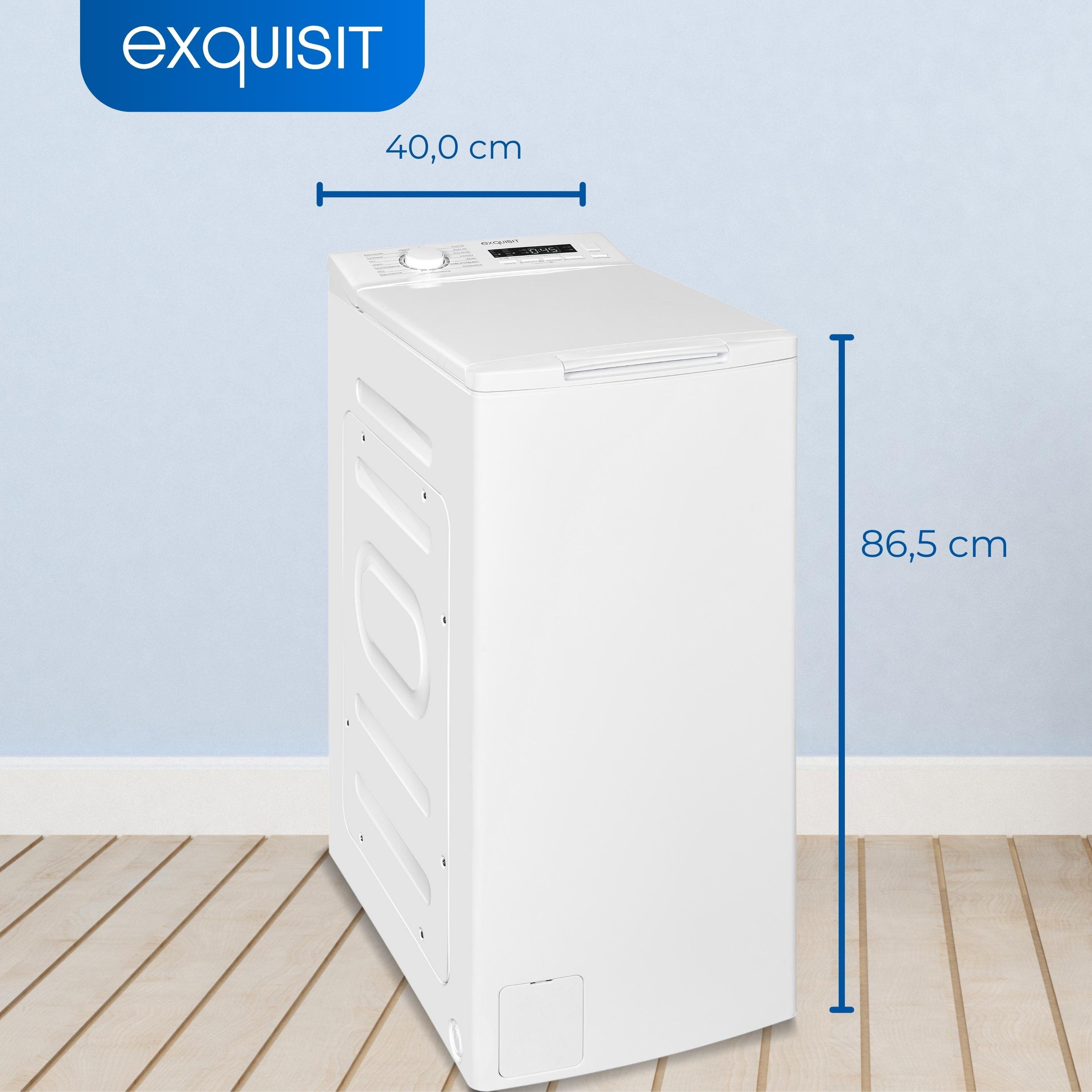 exquisit Waschmaschine Toplader LTO1207-030C weiss, 7,5 kg, 1200 U/min, leistungsstarker Top-Loader mit 16 Programmen
