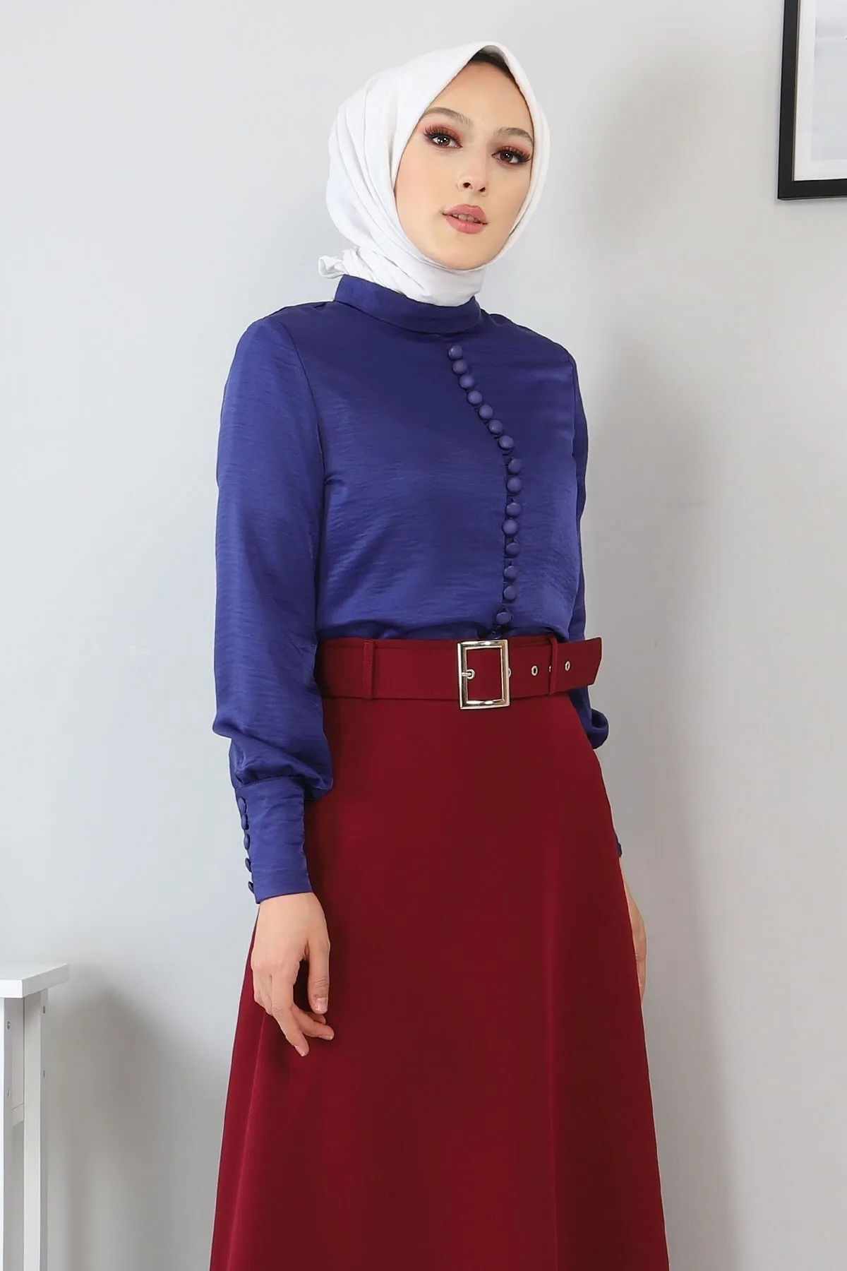 Modamihram  Rockanzug mit Knopfdetail Indigo 10626