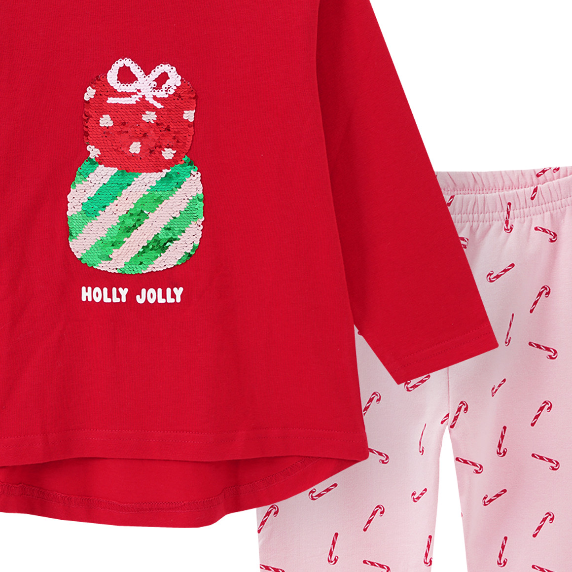 Mädchen Weihnachtsshirt und Leggings im Set rot