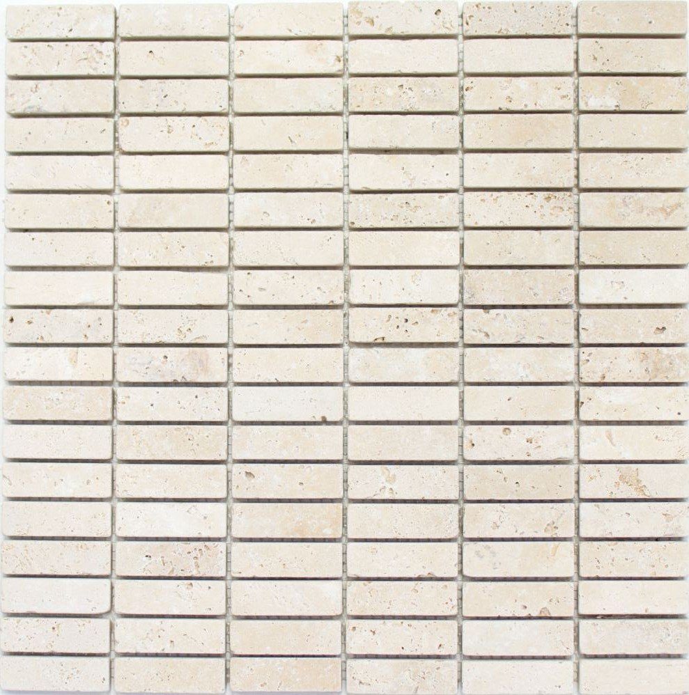Mosani Mosaikfliesen Travertin Terrasse Wand Boden Naturstein beige creme Küche Bad