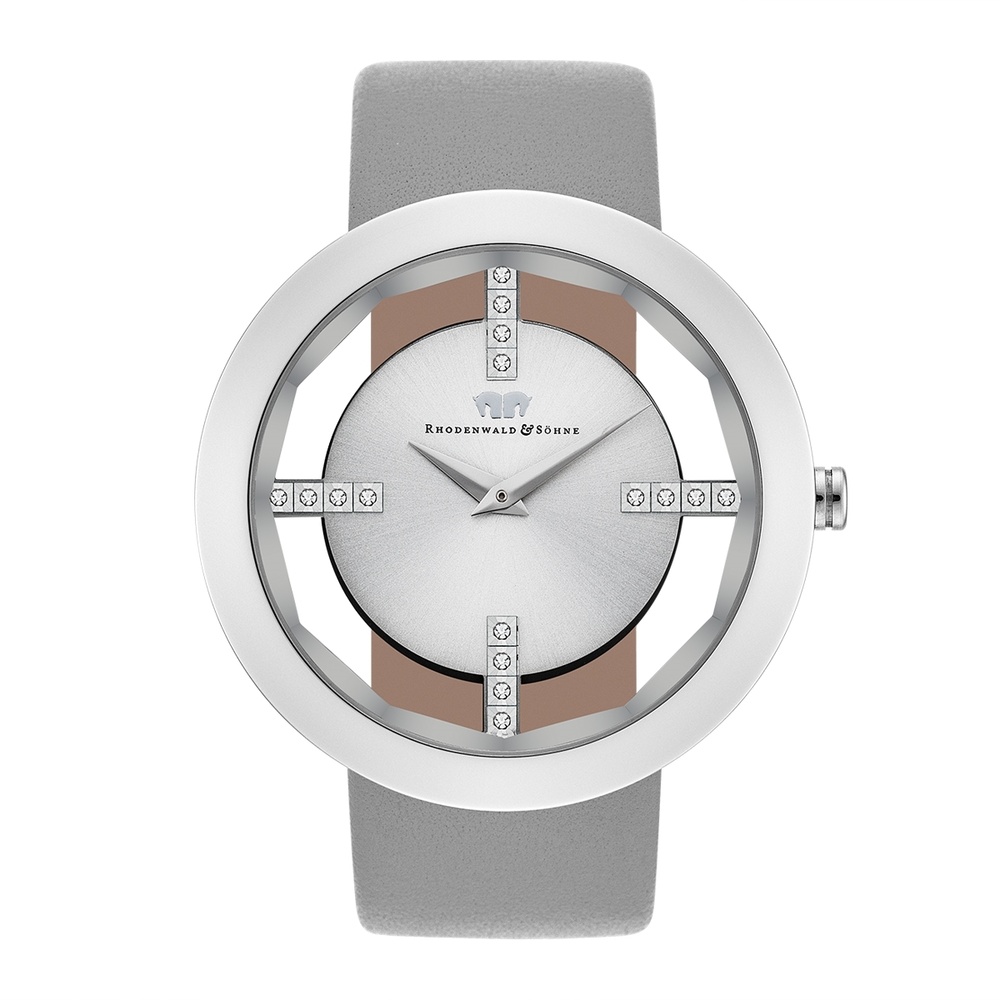 Rhodenwald & Söhne Montre à quartz Lucrezia en Cuir véritable en Gris Montre