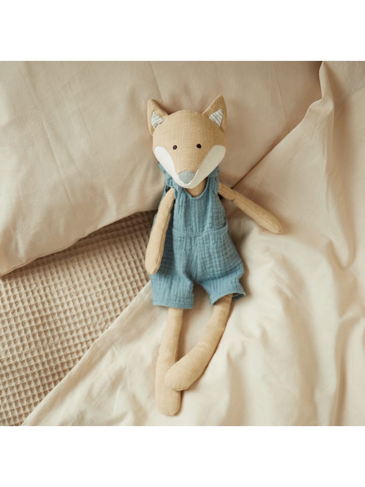 Bieco Spielwaren Kuscheltier aus Leinen & Musselin Fuchs - ab Geburt in Blau günstig kaufen onesize