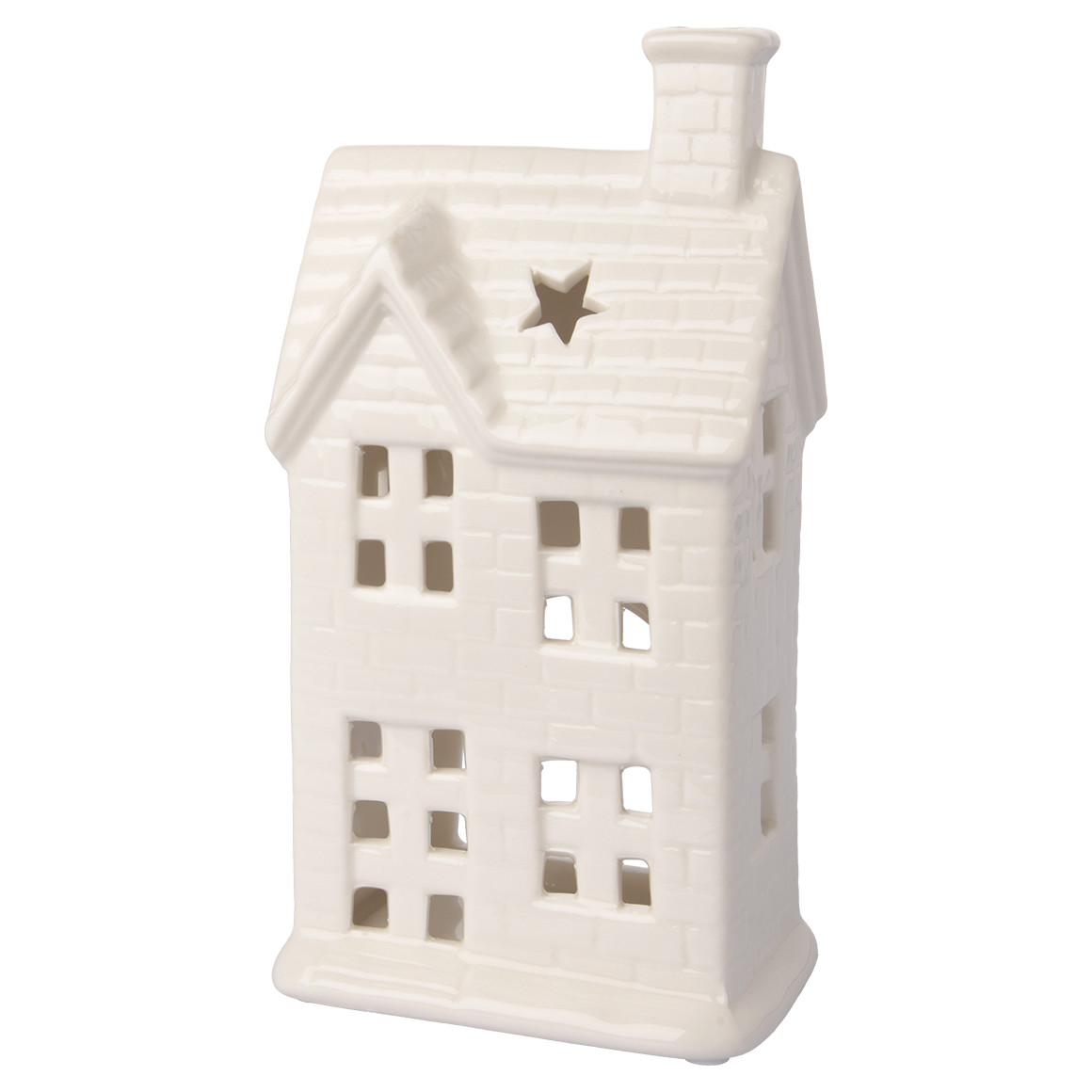 Großes Deko-Haus aus Keramik weiss