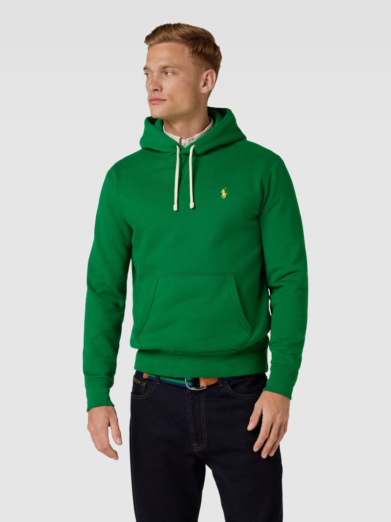 Hoodie mit Label-Stitching in grün