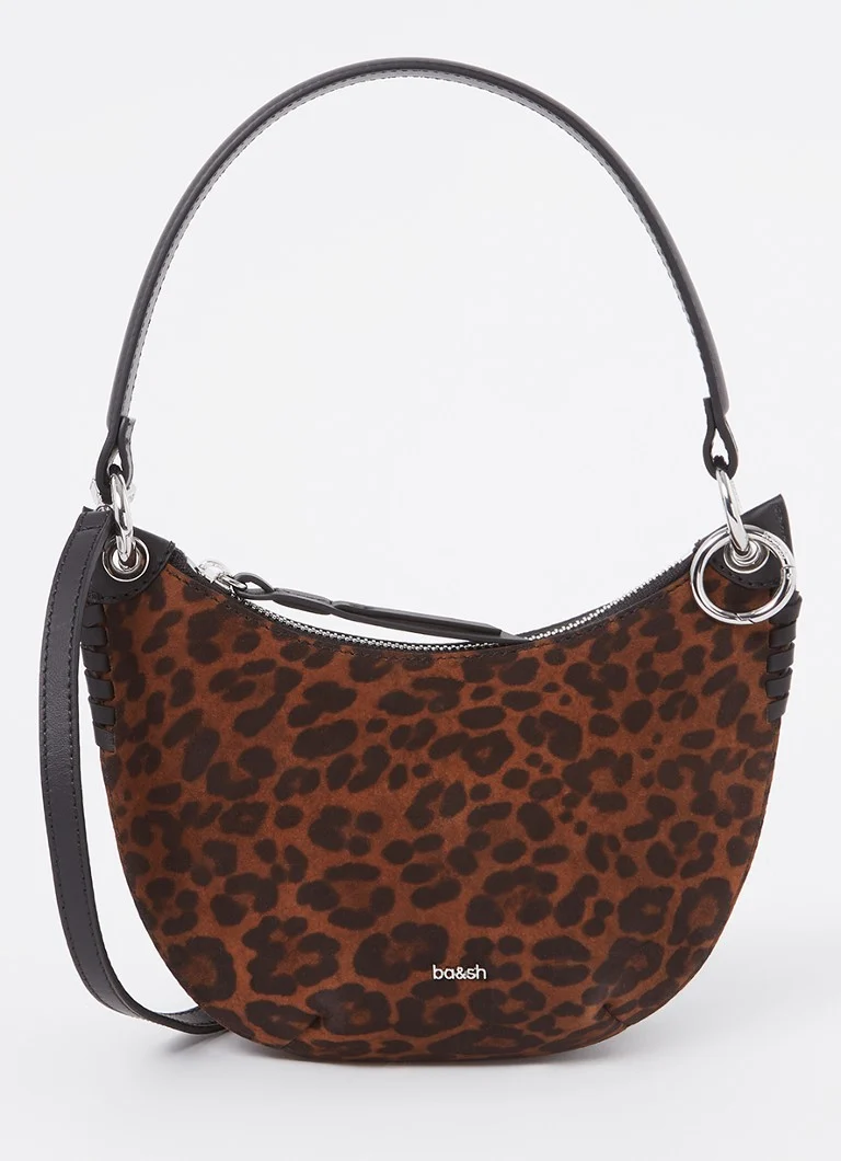ba&sh Swing leather shoulder bag with leopard print