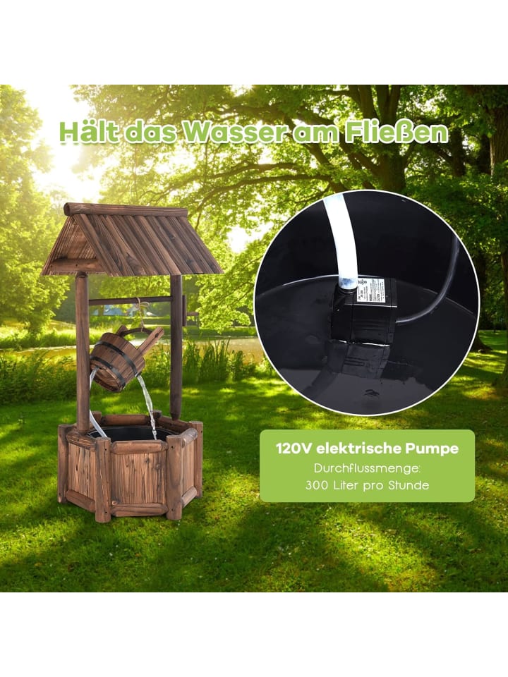 COSTWAY Gartenbrunnen mit elektrischer Pumpe in Braun günstig kaufen onesize