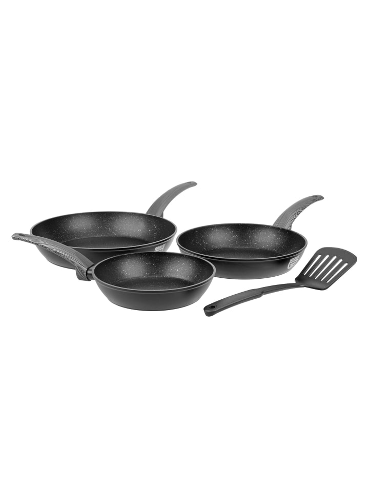 GRÄWE Aluminium-Pfannenset 3-tlg., inkl. Pfannenwender in schwarz günstig kaufen 20 x 20
