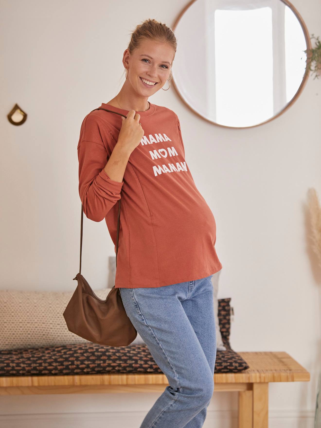 T-shirt à message grossesse et allaitement chocolat
