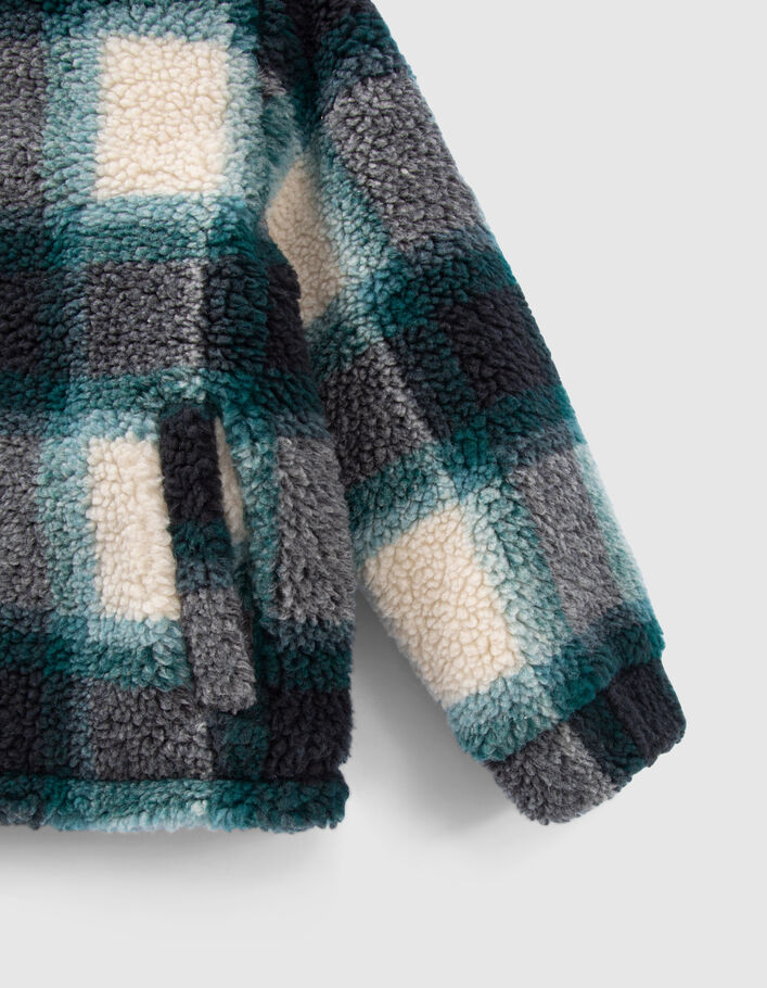 Veste verte en Sherpa à carreaux garçon