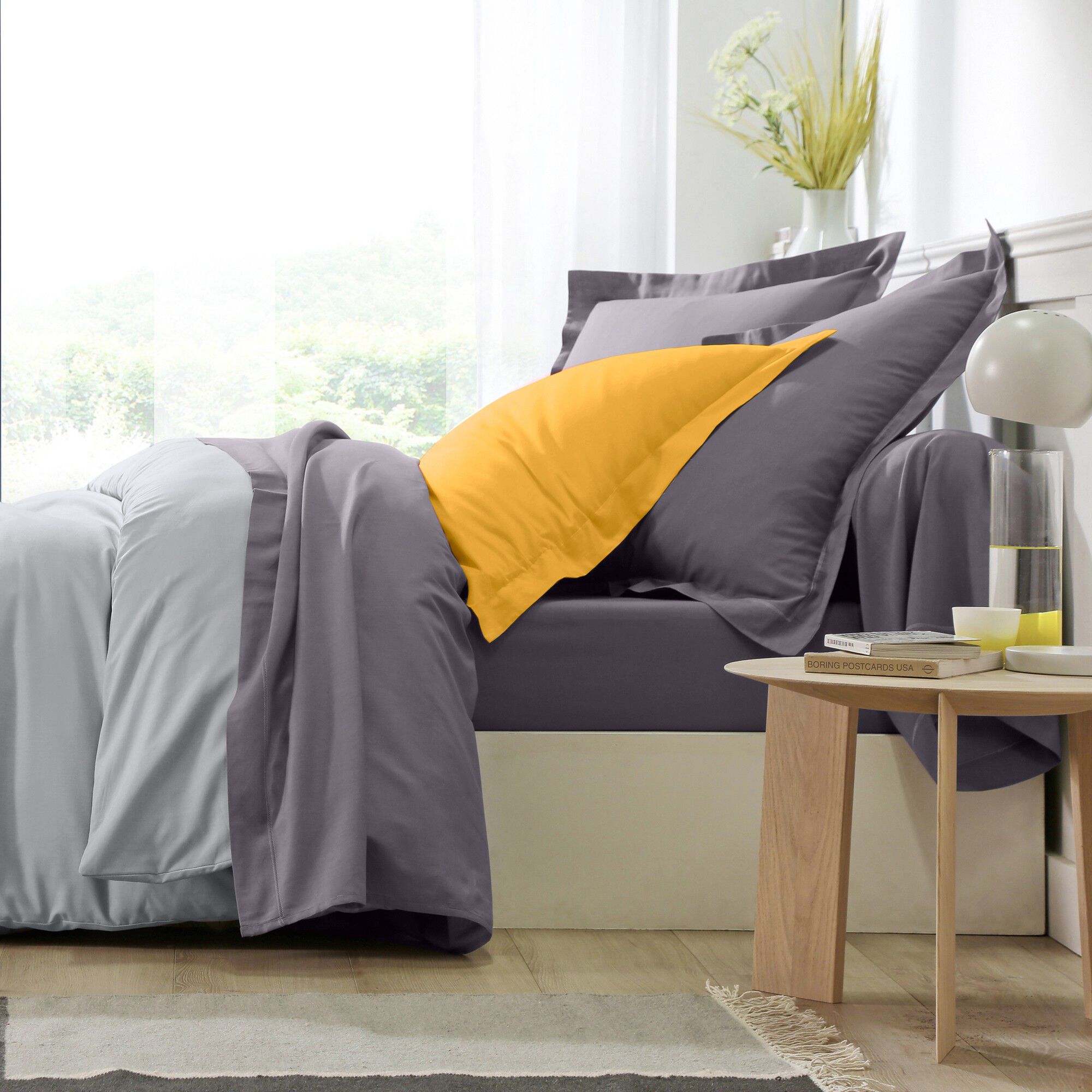 Linge de lit uni polyester-coton Colombine