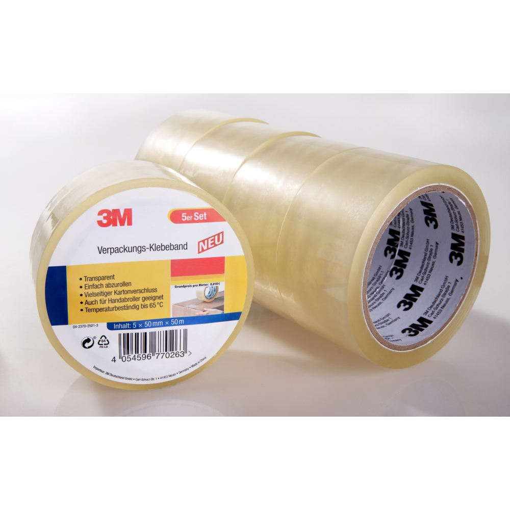 3M Verpackungs-Klebeband, Transparent - 5er-Set