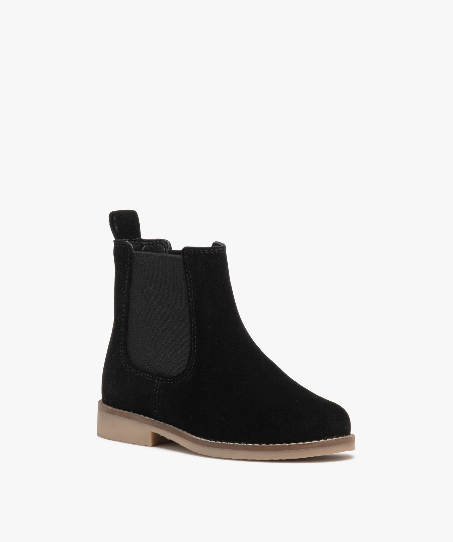 Boots fille unies style Chelsea en suédine noir | GEMO