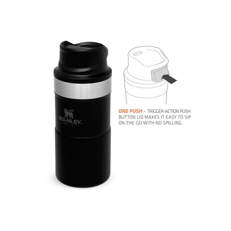 Stanley Thermoflasche, Classic Trigger-Action Travel Mug 8.5oz \/ 250ml Matte Black Pebble