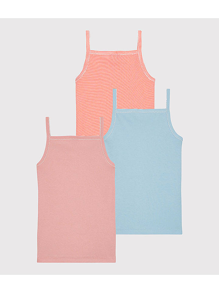 PETIT BATEAU 3er-Set: Unterhemden in Rosa/ Koralle/ Hellblau günstig kaufen 86