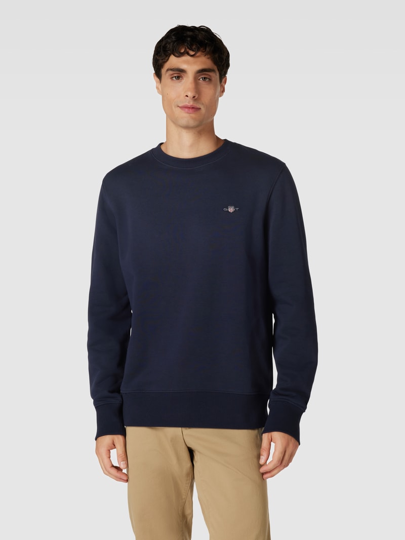Regular Fit Sweatshirt mit Label-Stitching Modell 'SHIELD' in marineblau