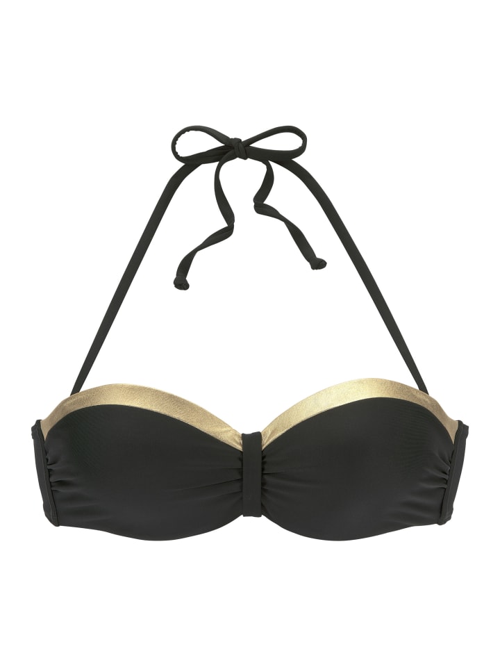 LASCANA Bügel-Bandeau-Bikini-Top in schwarz-goldfarben günstig kaufen