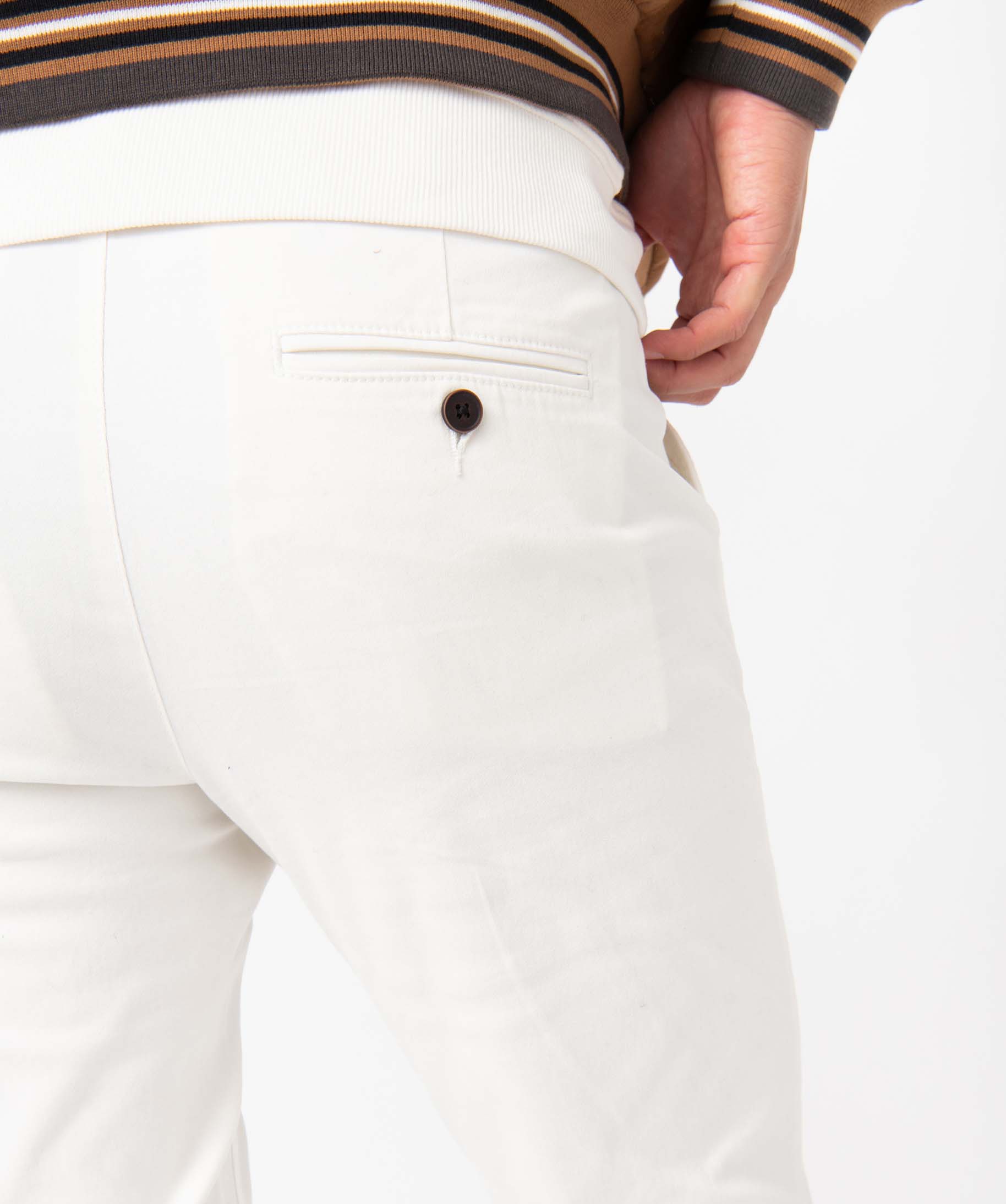 Pantalon chino en coton stretch homme ecru | GEMO