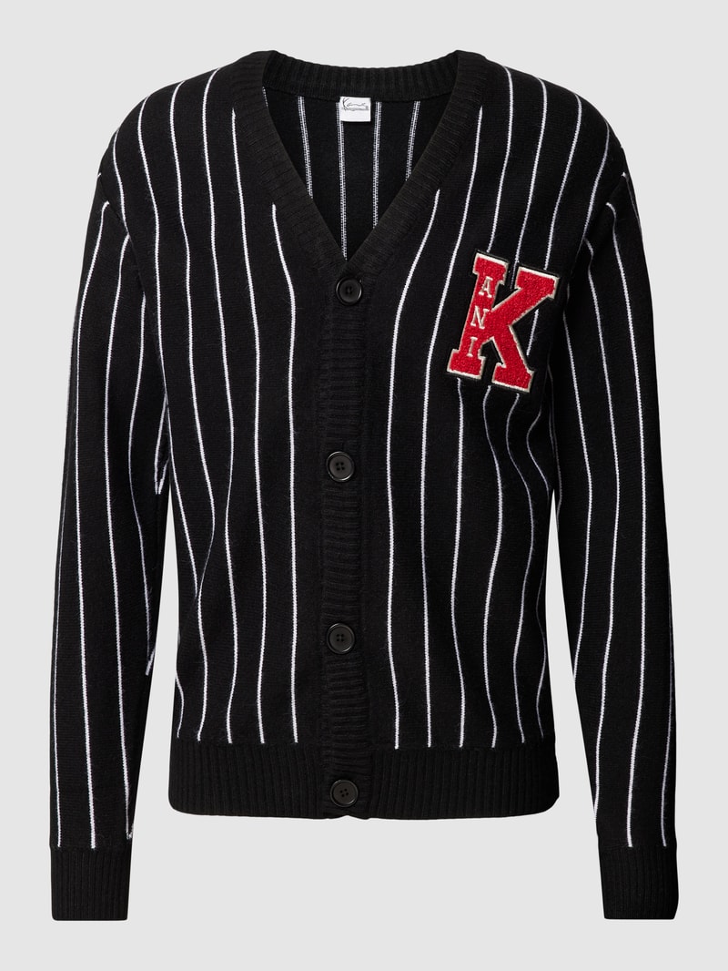 Cardigan mit Streifenmuster Modell 'KK Retro' in black