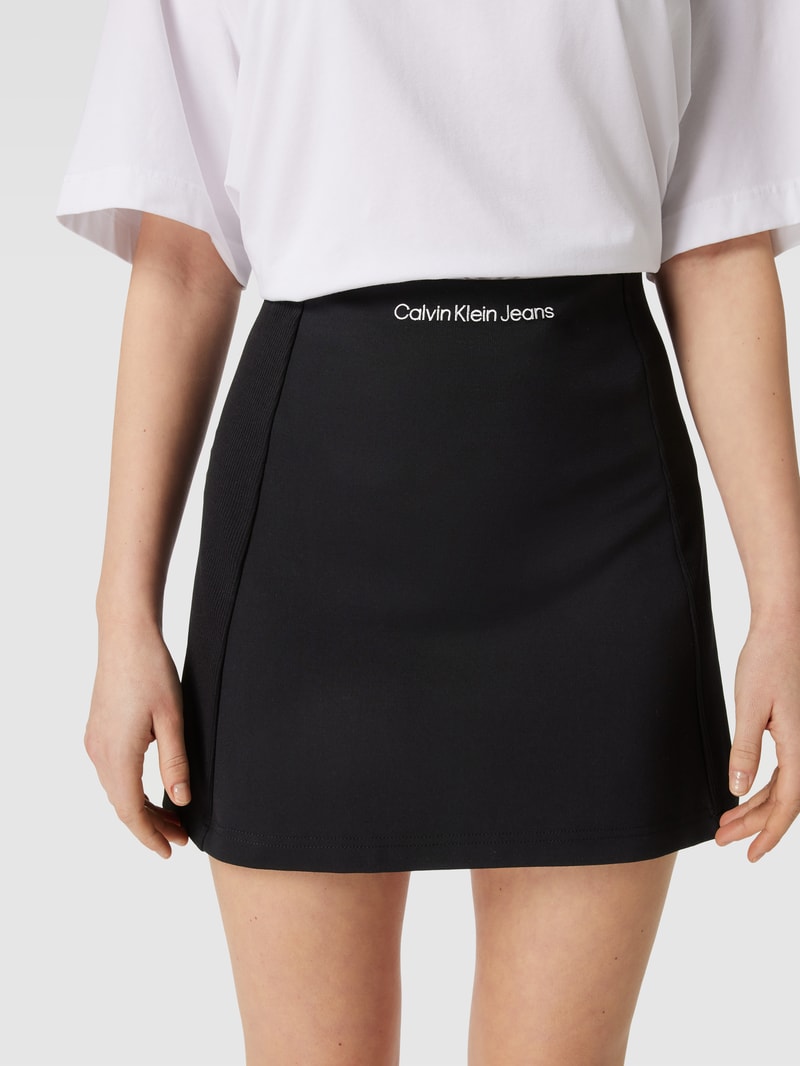 Minirock mit Label-Stitching Modell 'IB MIX MILANO A-LINE' in schwarz