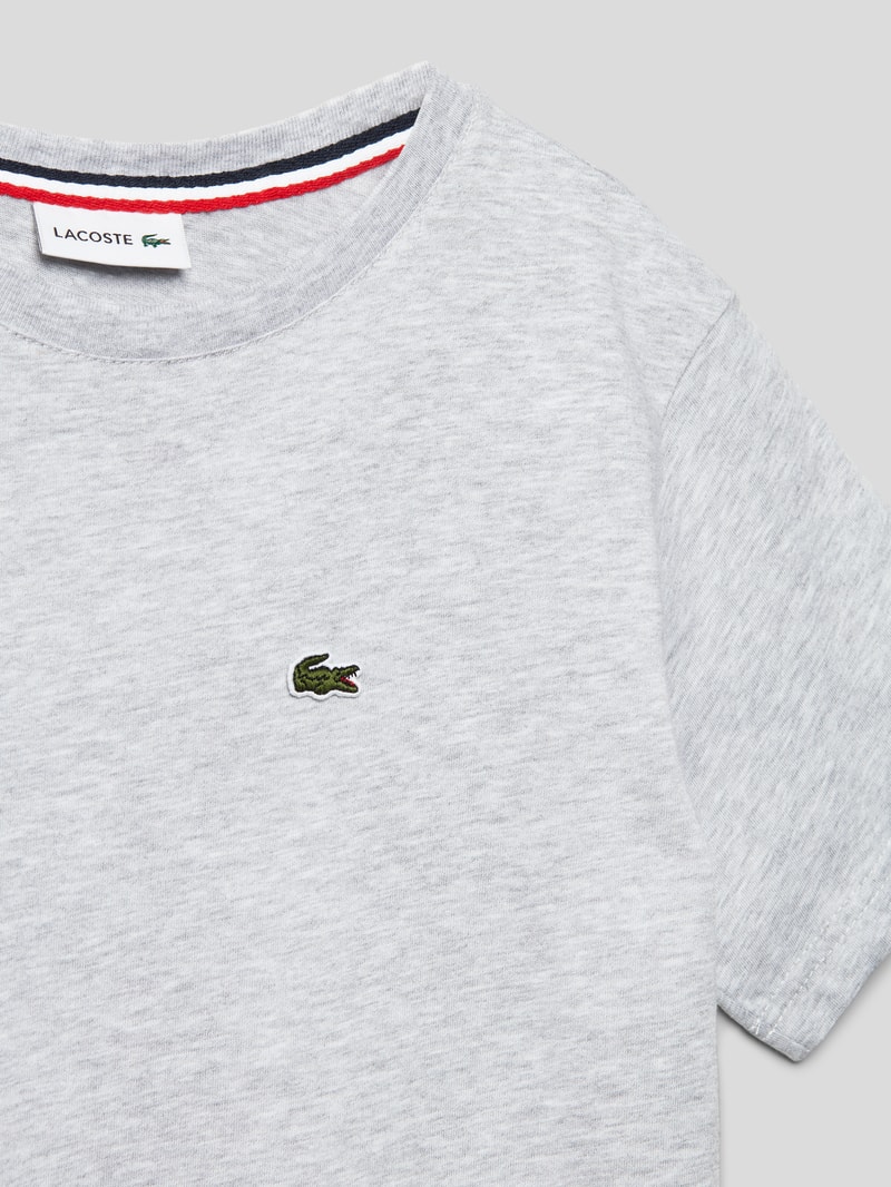 T-Shirt mit Label-Stitching in mittelgrau meliert
