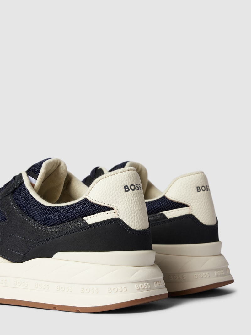 Sneaker aus Leder-Mix Modell 'Kurt' in dunkelblau
