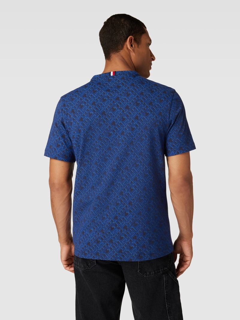 Regular Fit T-Shirt mit Logo-Muster in marineblau
