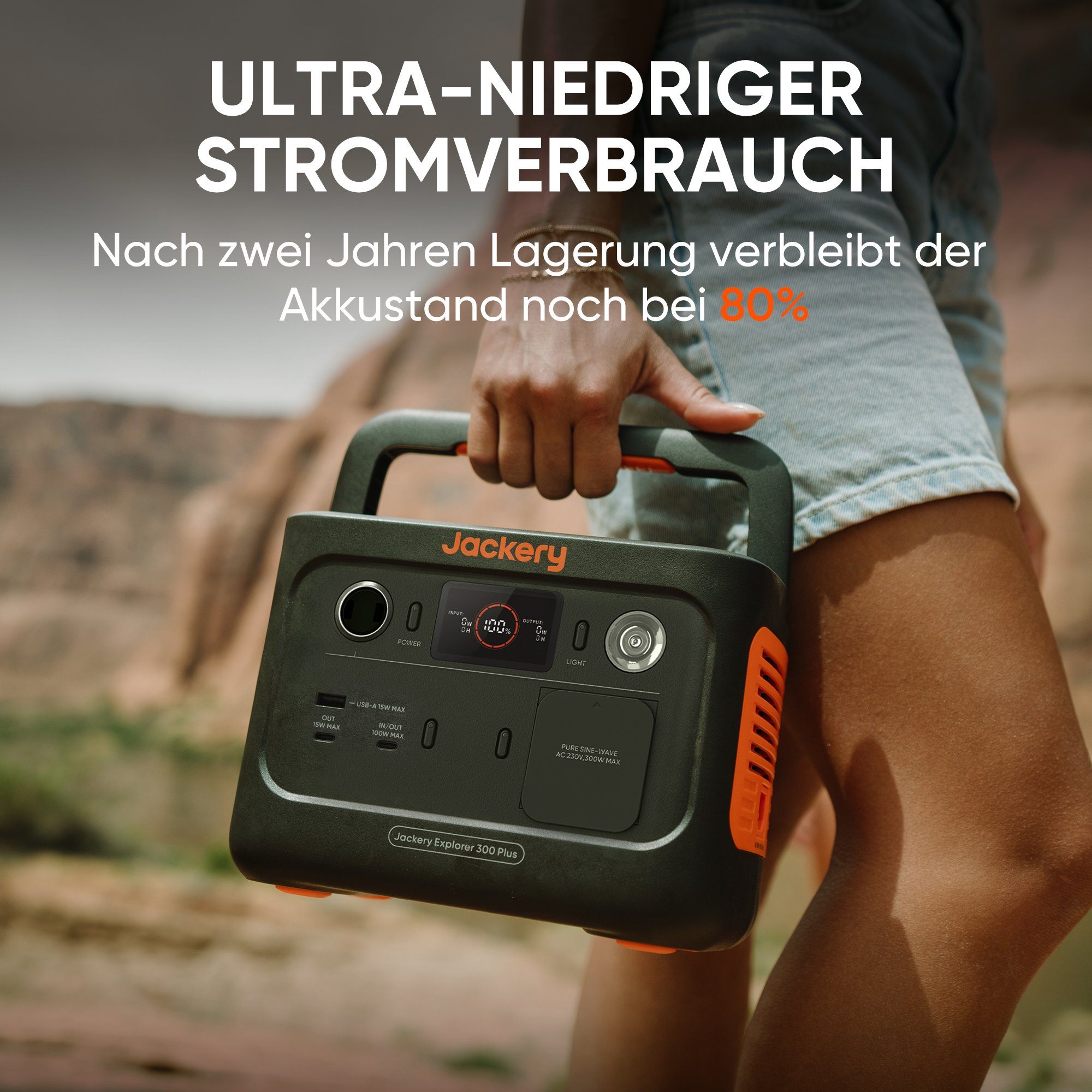 Jackery Stromerzeuger Explorer 300 Plus Tragbare Powerstation 288Wh, 0,60 in kW, LiFePO4 Akku für Outdoor Camping