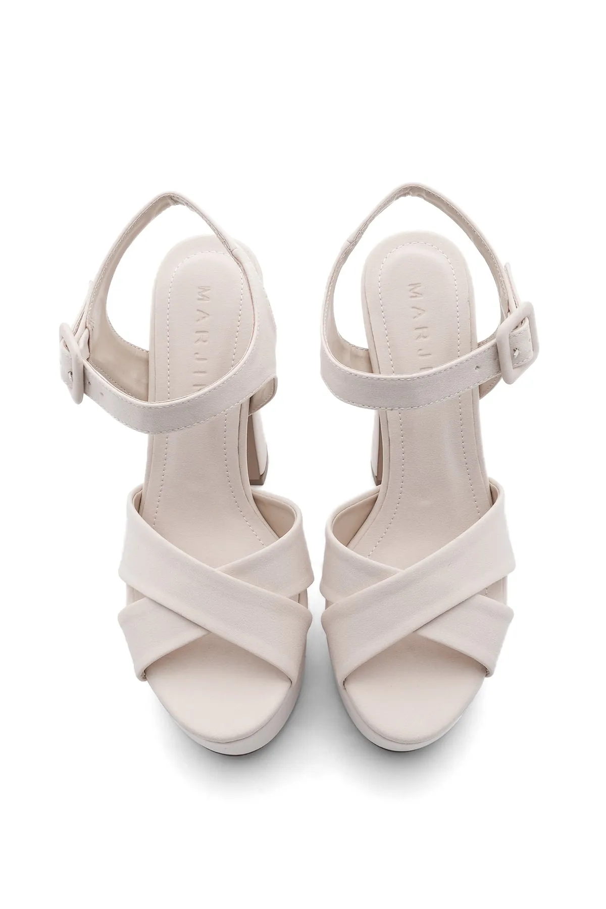 Marjin  Damen Plateauschuhe mit Absatz Abendschuhe Hochzeitsschuhe Barve Ecru