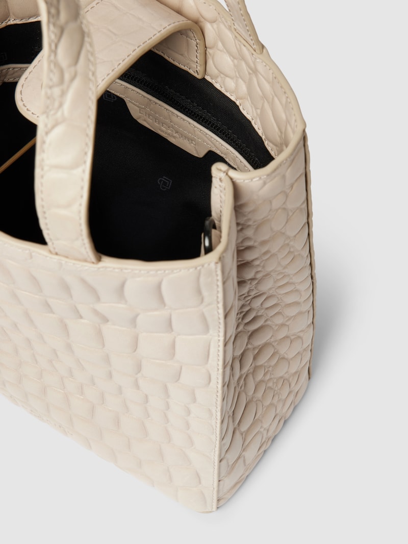 Tote Bag mit Label-Applikation Modell 'Paper' in offwhite