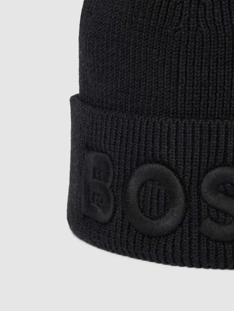 Strickmütze mit Label-Stitching Modell 'Afox' in schwarz
