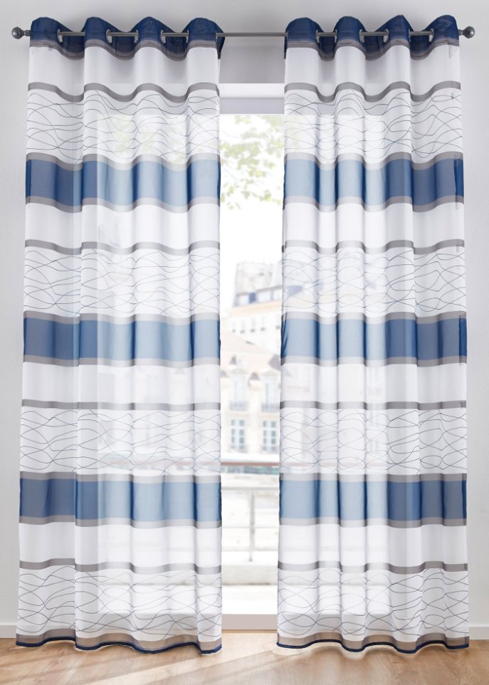 Transparente Gardine mit Querstreifen Druck (1er Pack)