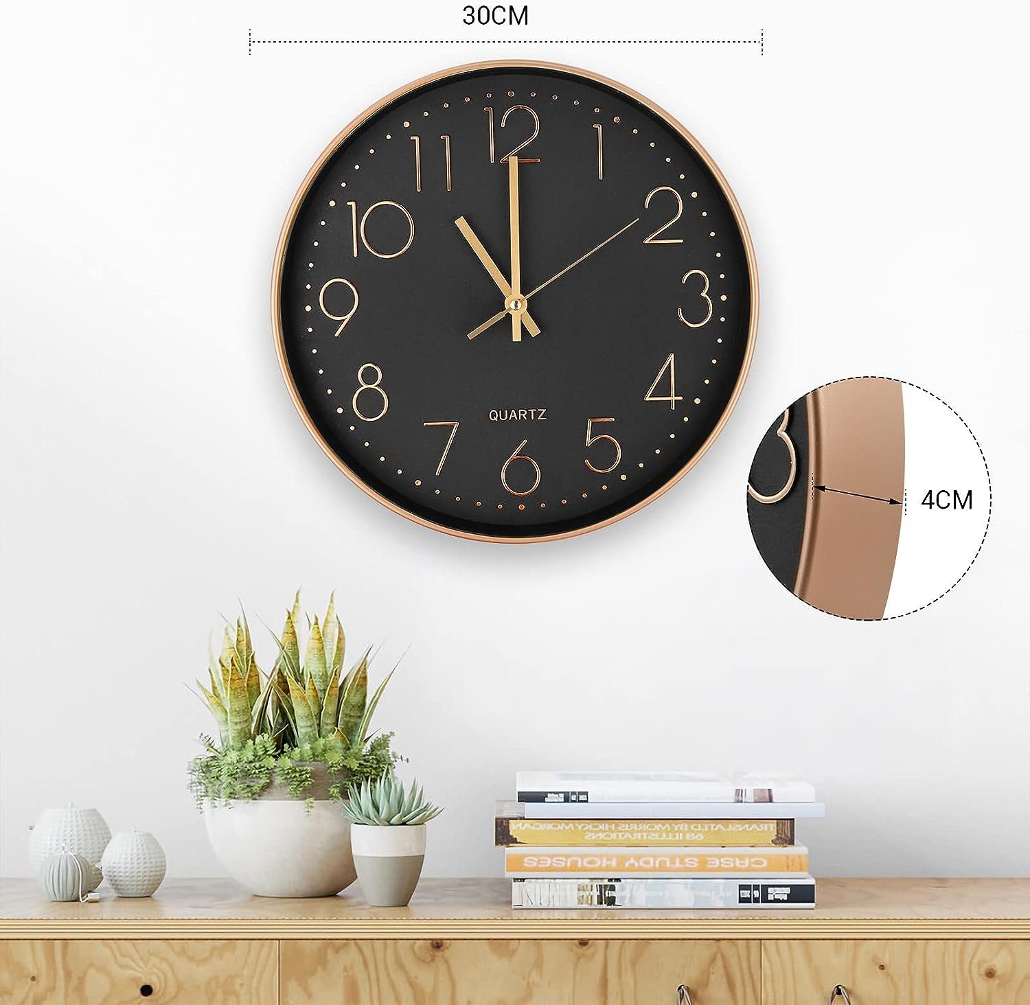 Blusmart Wanduhr 30cm Stille Wanduhr Anti-Ticken (Modern Wanduhr Quarz Lautlos Wanduhr)