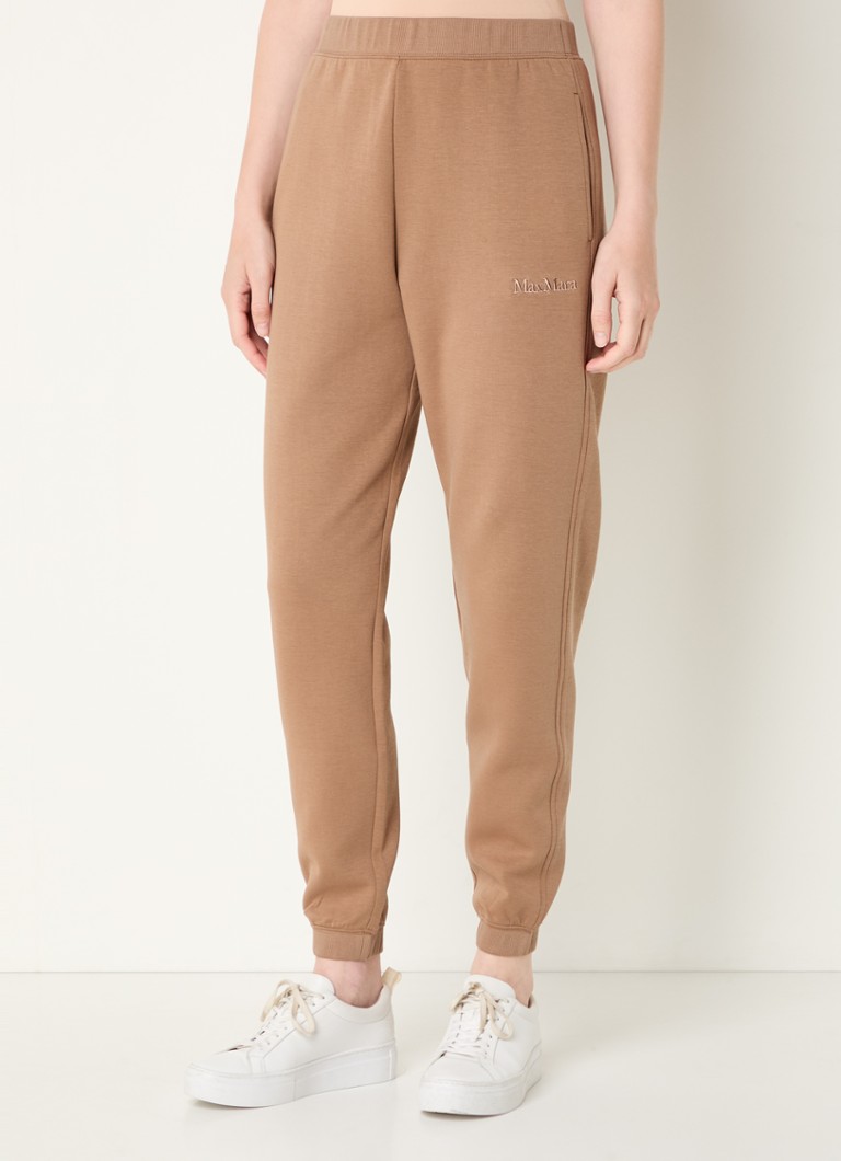 MaxMara Po high waist tapered fit jogging trousers with logo embroidery
