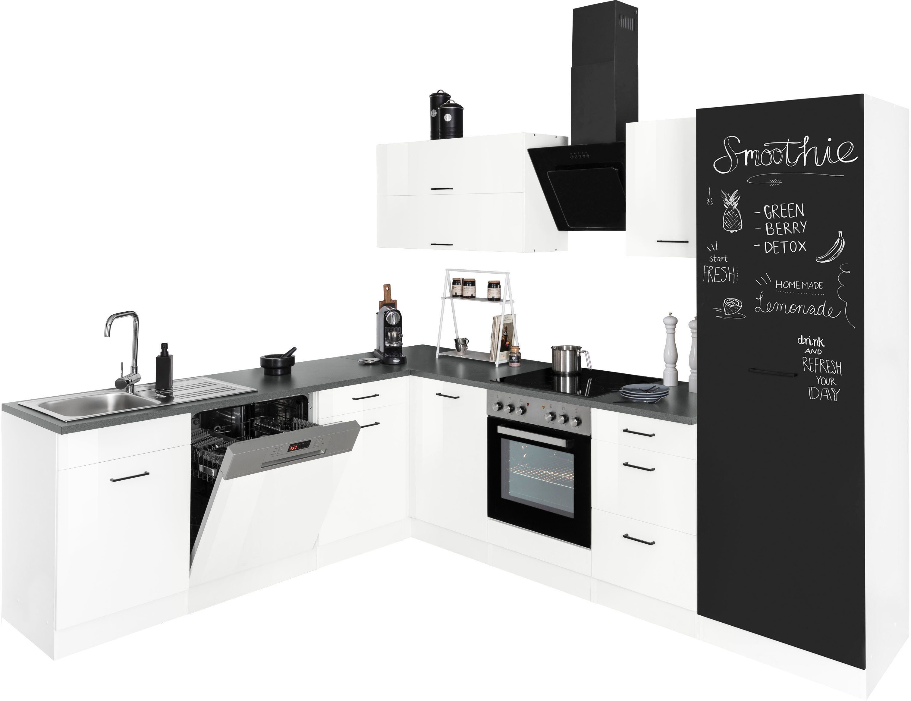 HELD MÖBEL Winkelküche Trier, ohne E-Geräte, Stellbreite 220/270 cm