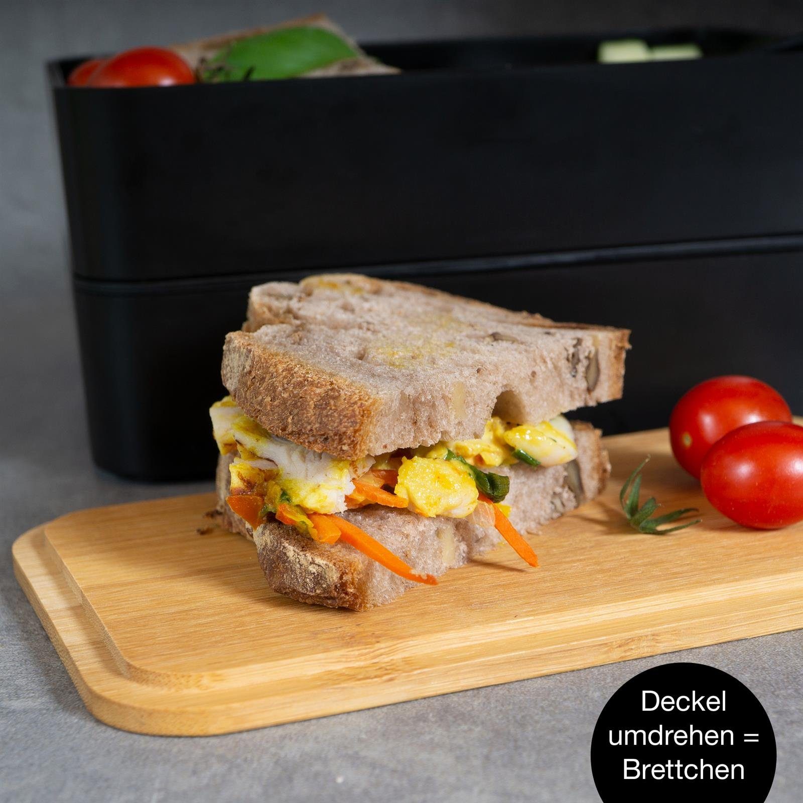 Moritz & Moritz Lunchbox Bento Box Set, Kunststoff, Bambus, Elasthan, (Set), Bento Lunchbox für Erwachsene und Kinder - inkl. Besteck-Set