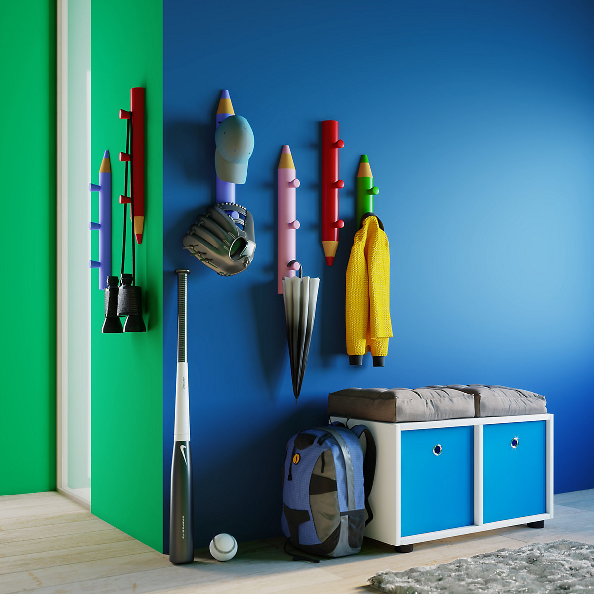 Holz Hakenleiste Wandgarderobe Garderobenleiste Wandpaneel Flur Garderobe Stifto