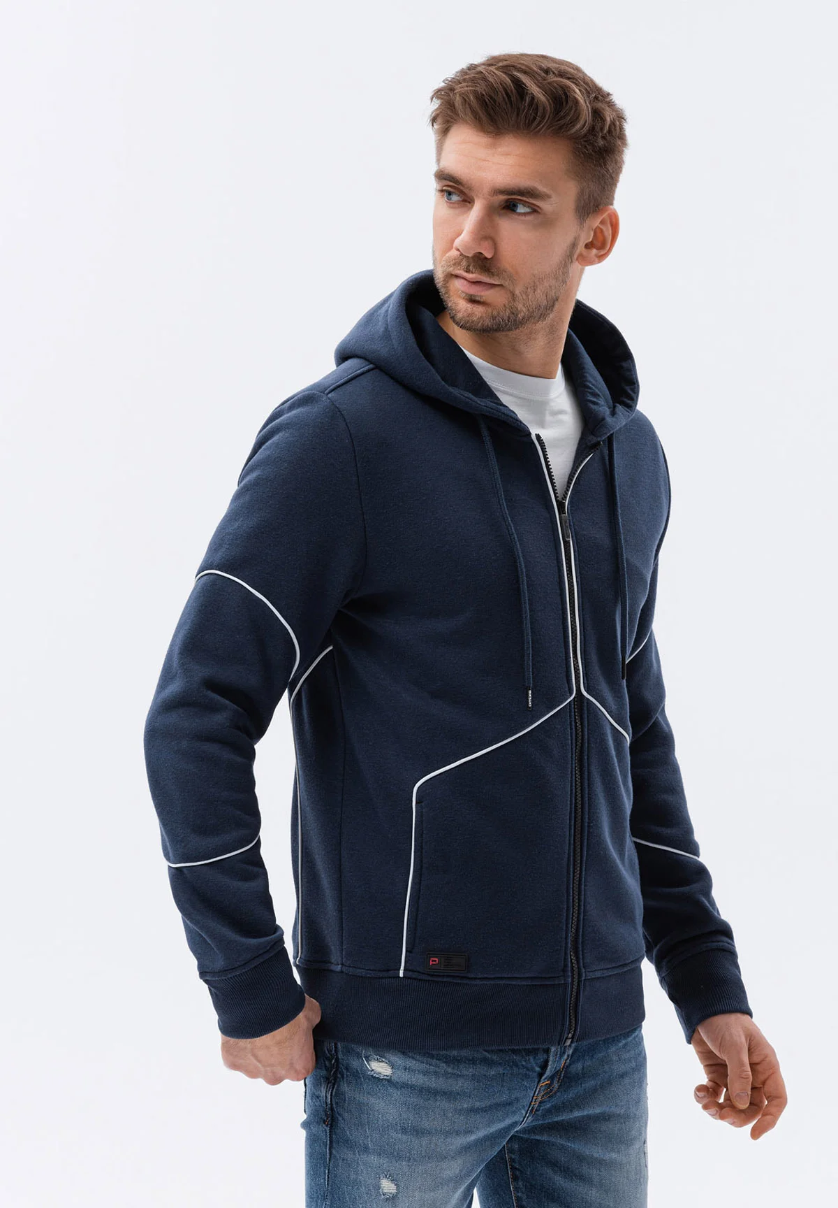 Sudadera con capucha y cremallera ombré