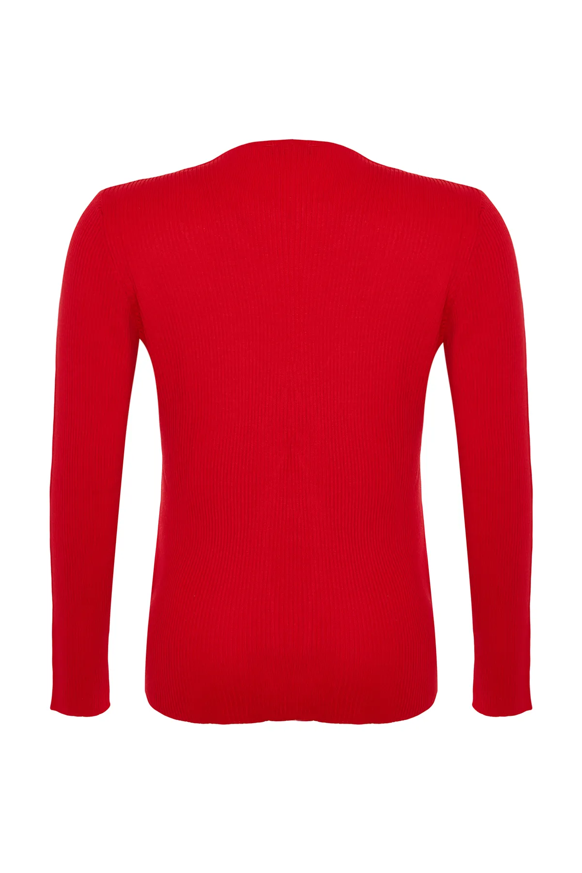 Trendyol Curve  Roter Strickpullover in großen Größen TBBAW24AN00101