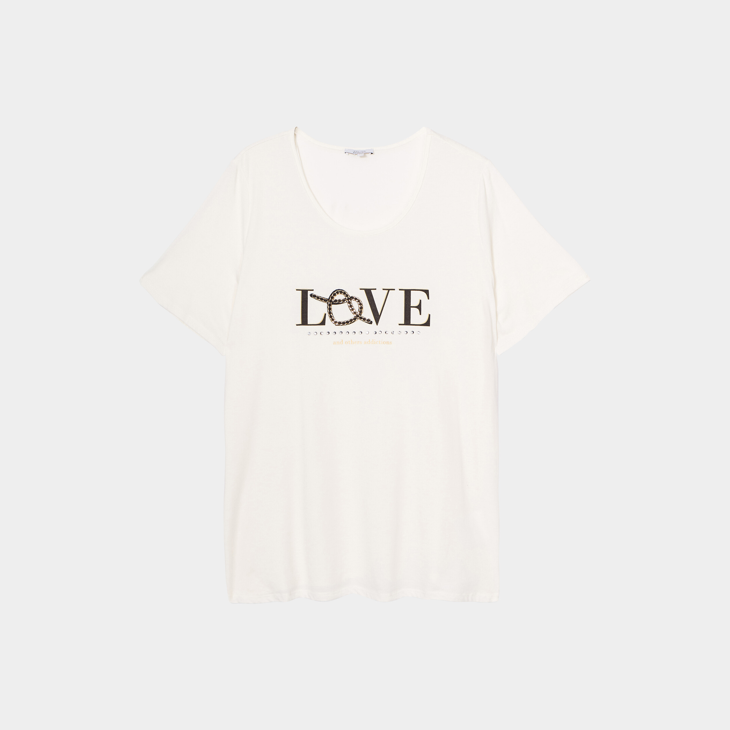 T-shirt droit avec détail chaîne blanc femme grande taille | La Halle