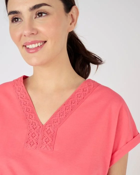 Pyjama dentelle pur coton peigné