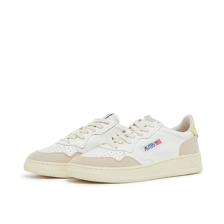 Autry Wmns Medalist Low leat/suede wht/lemgra