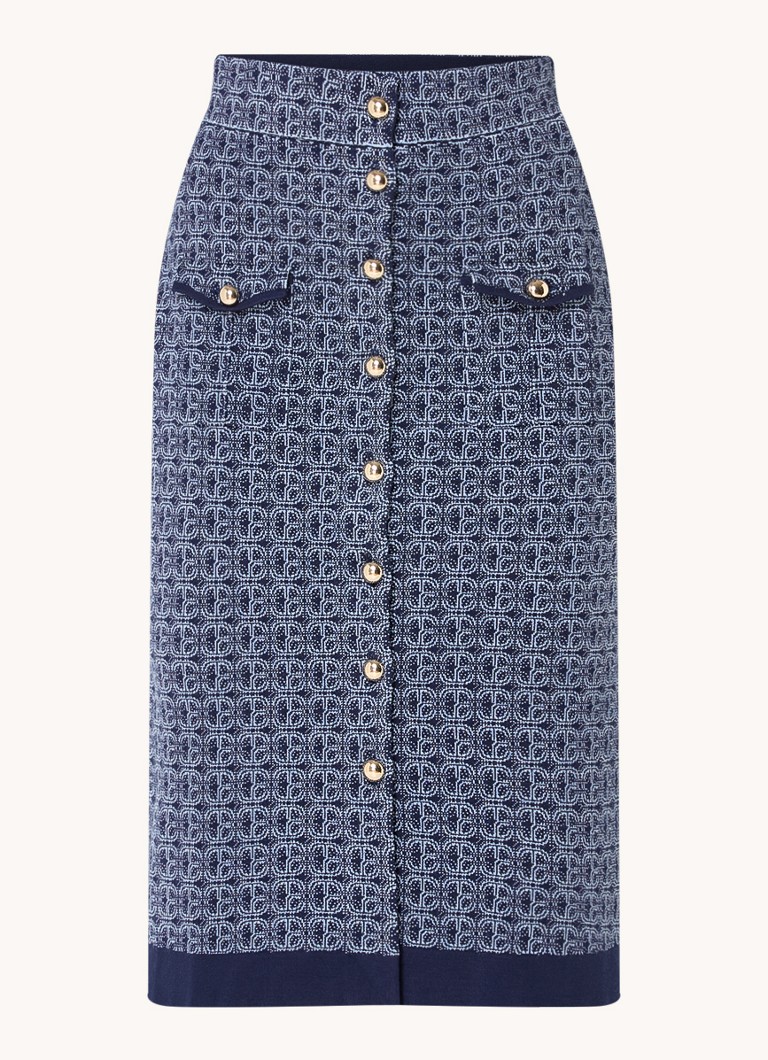 Claudie Pierlot  Fijngebreide midirok met ingebreid patroon